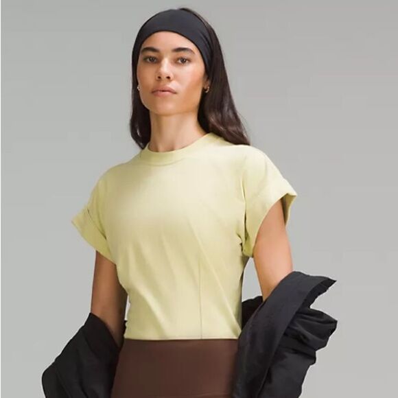 Lululemon Heavyweight Cotton T-Shirt Bodysuit. Pale Yellow. Size Large. NWT - Picture 2 of 11